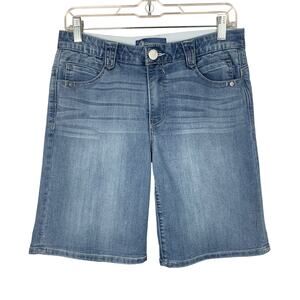 Democracy Absolution Long Jean Shorts Blue Denim Elastic Waist Stretch Women's 6